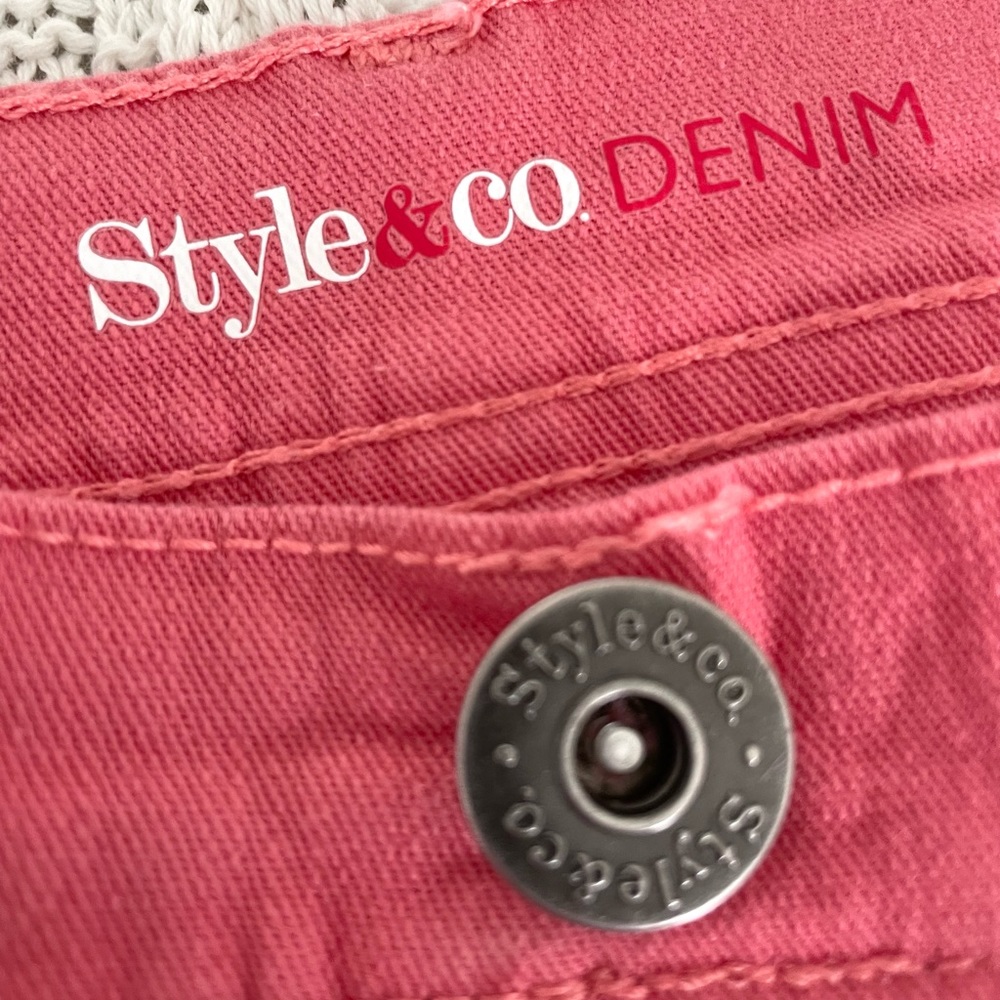 Style & Co Coral Pink High Rise Slim Leg Jeans Size 12P - Picture 7 of 11